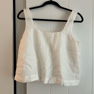 AYR white linen cropped top.